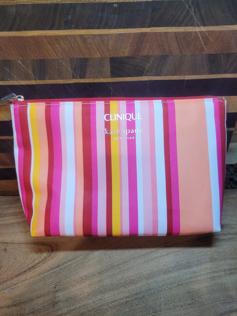 Pink Multi-Stripe Cosmetic Pouch